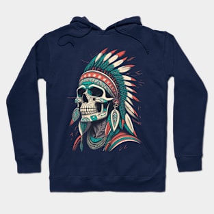 Red Indian Skull  - Classic Vintage Summer Hoodie